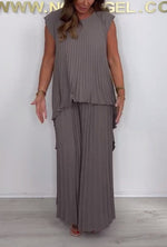 Tailored Top & Pleated Pants Co-ord — Grey — colour variant