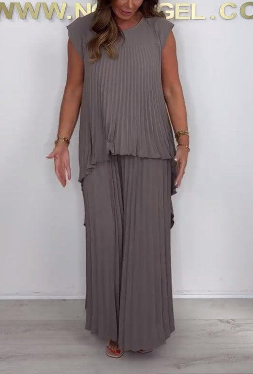 Tailored Top & Pleated Pants Co-ord — Grey — colour variant