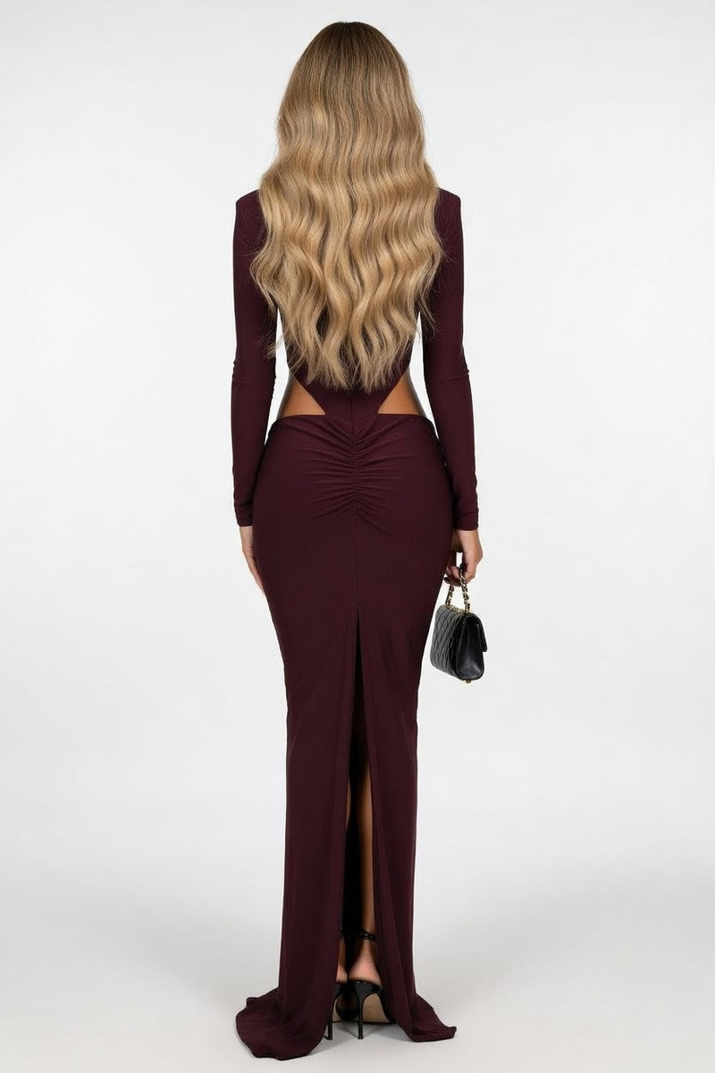 High-Neck Cutout Midi Dress — back view