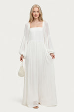 Square Neck Lantern Sleeve Dress — front view