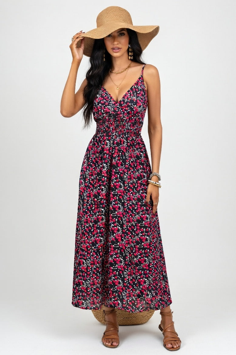 Leopard Print Halter Dress — Black