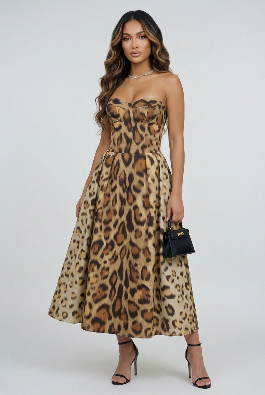 Leopard Print Halter Dress