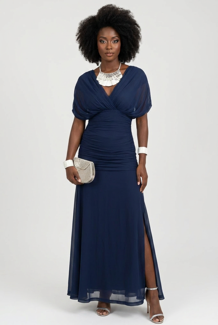 Printed Off-Shoulder Pleated Dress