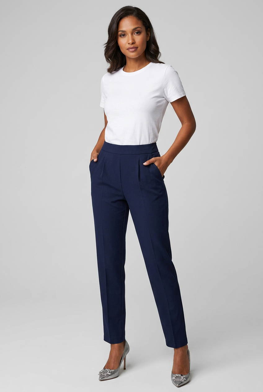 Slim Fit Drape Cropped Trousers — Image 1