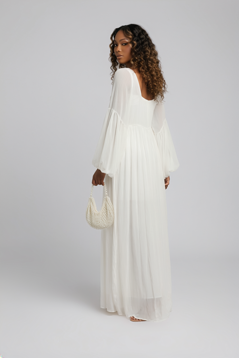 Square Neck Lantern Sleeve Dress-3