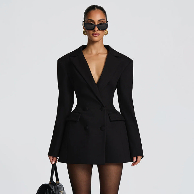 Deep V Long-Sleeve Bodycon Dress — Image 4