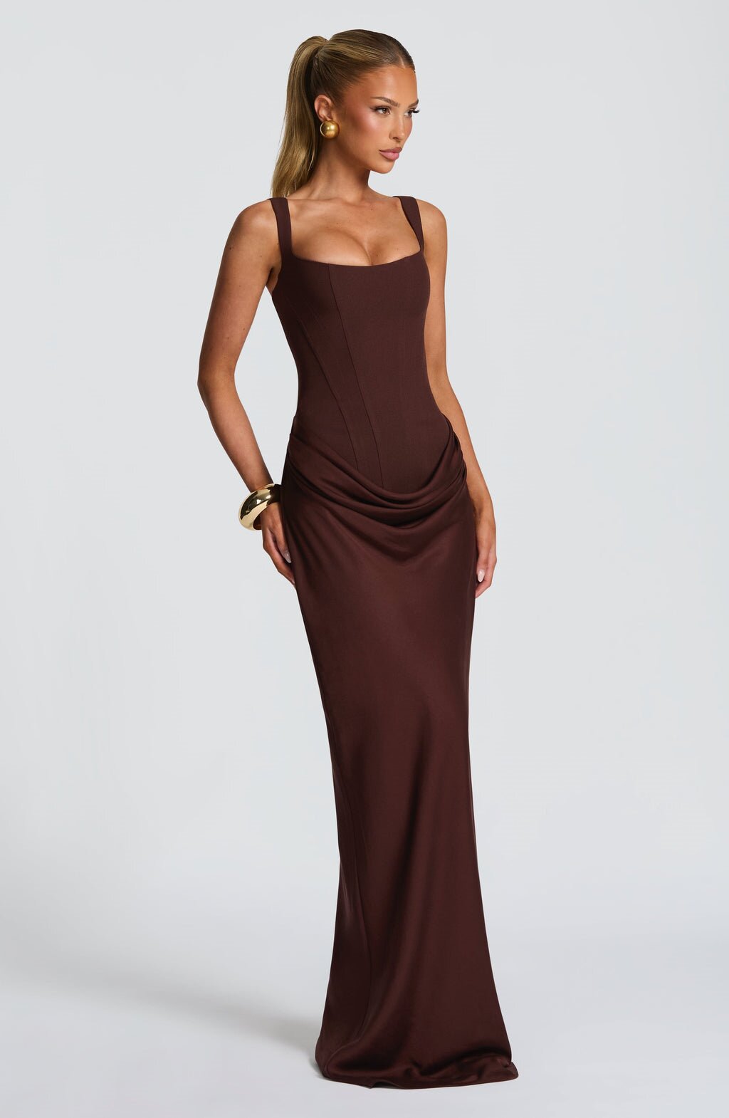 Square Neck Pleated Sleeveless Bodycon Dress — Image 10