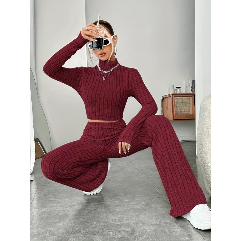 Ribbed Knit Long Sleeve Fitted Top — Image 12