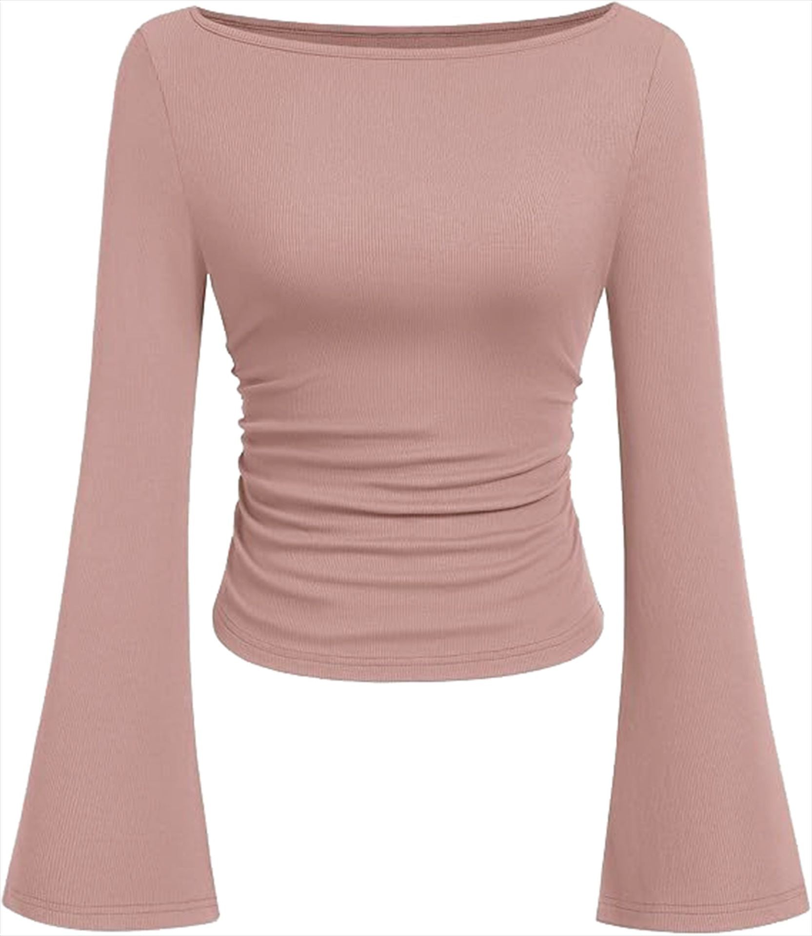 Boat Neck Flared-Sleeve Pleated Top — Image 17