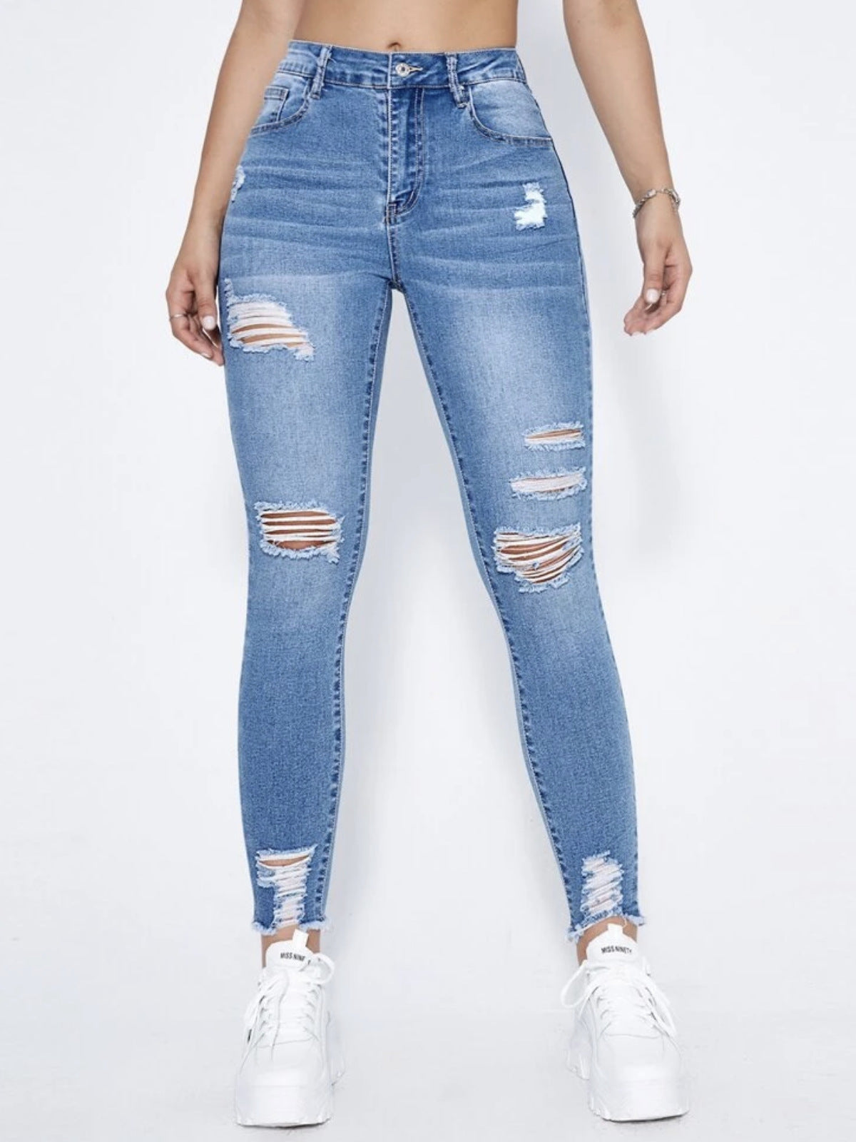 Ripped Stretch Skinny Jeans — Image 8