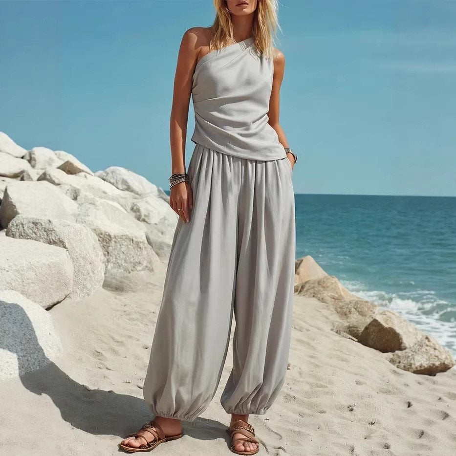 Sleeveless Tank & High-Waisted Wide-Leg Trouser Set — Image 10