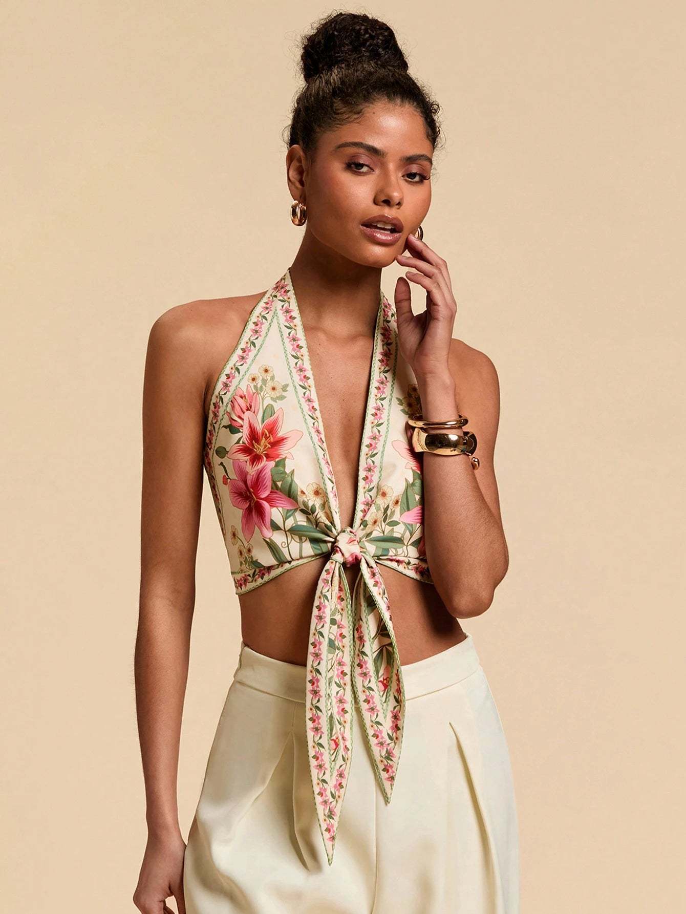 Printed Cami Dress With Open Back Detail — Image 3