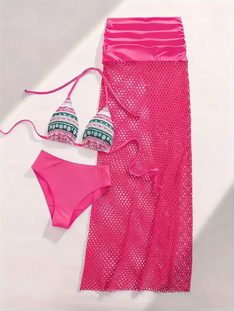 Wrap Skirt Bikini Three-Piece Swim Set — Image 4