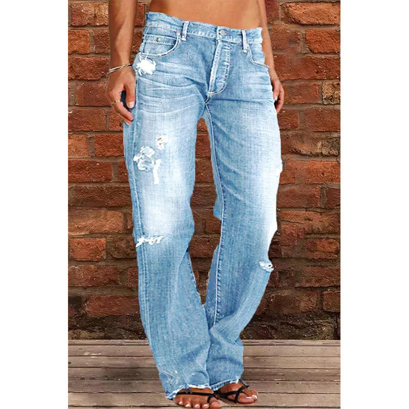 Washed Denim Flared Bootcut Jeans — Image 4