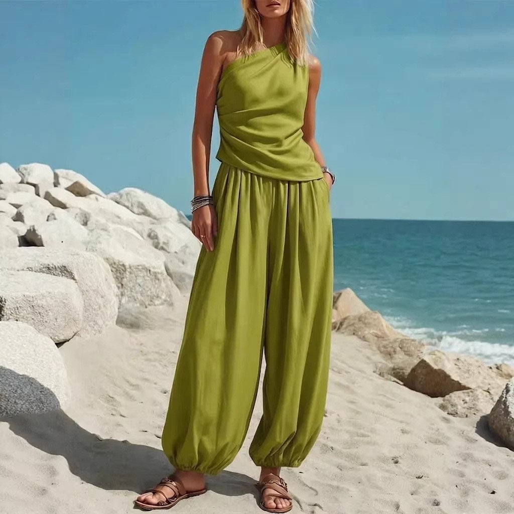 Sleeveless Tank & High-Waisted Wide-Leg Trouser Set — Image 3