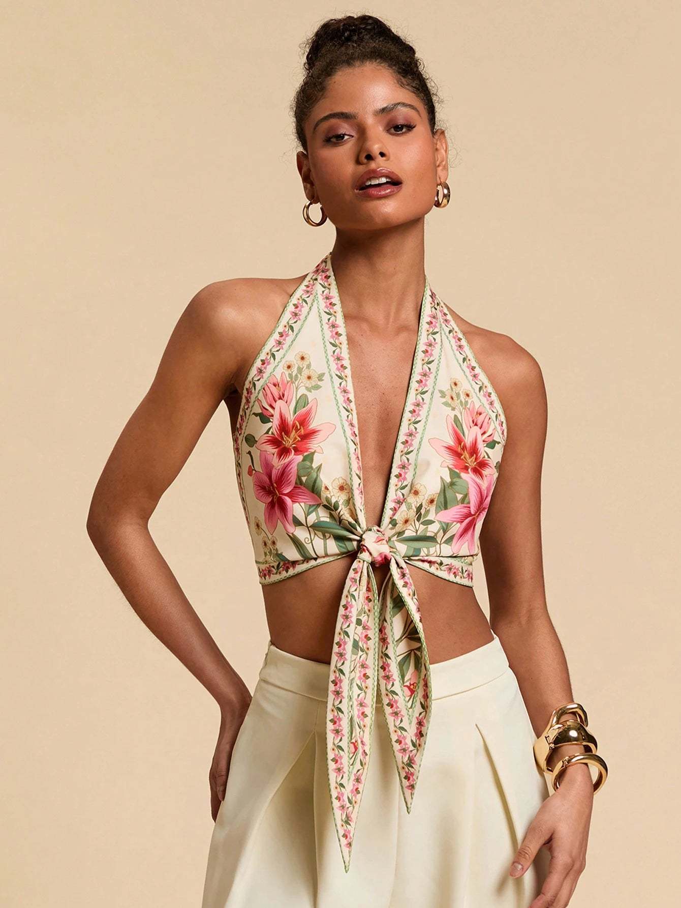 Printed Cami Dress With Open Back Detail — Image 1
