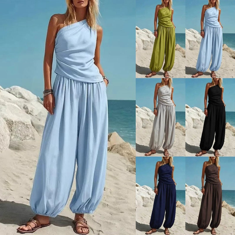Sleeveless Tank & High-Waisted Wide-Leg Trouser Set — Image 2
