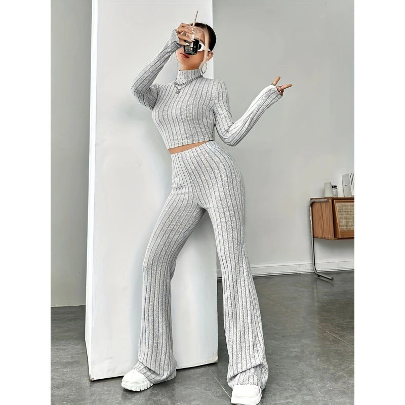 Ribbed Knit Long Sleeve Fitted Top — Image 7