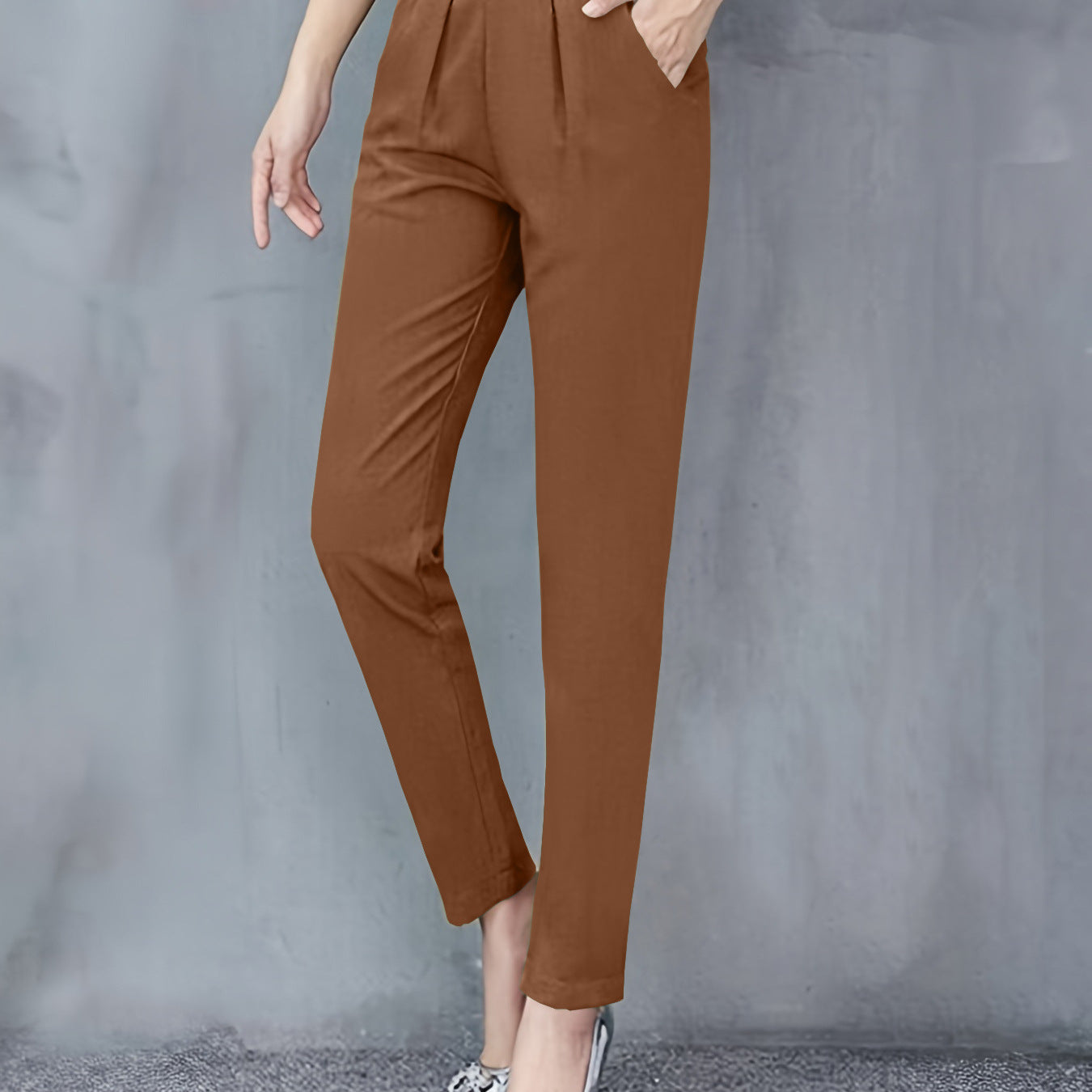 Slim Fit Drape Cropped Trousers — Image 3