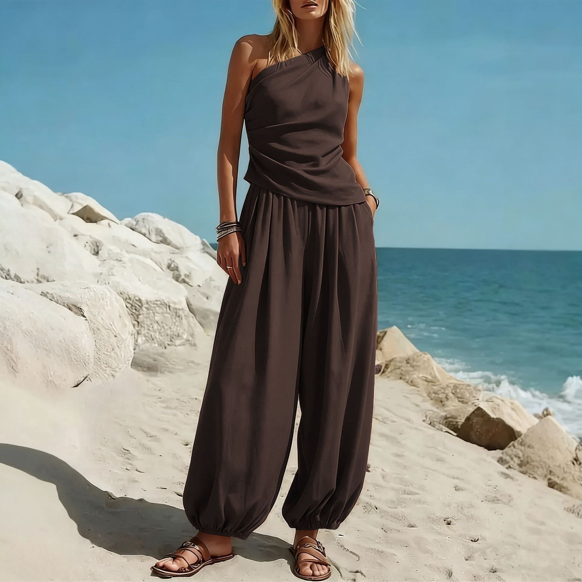 Sleeveless Tank & High-Waisted Wide-Leg Trouser Set — Image 11