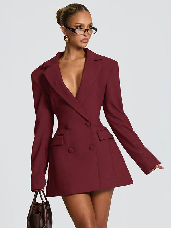 Deep V Long-Sleeve Bodycon Dress — Image 10