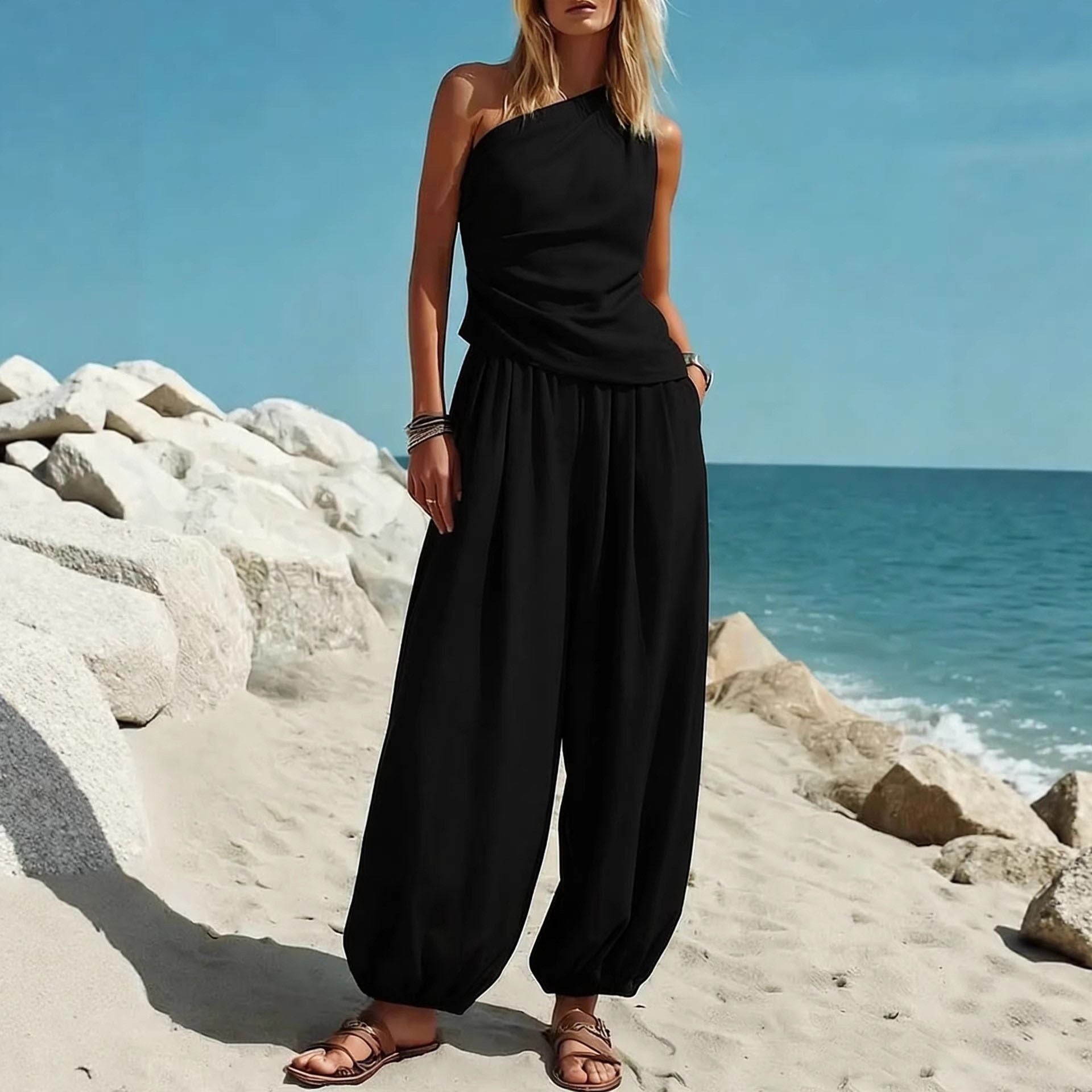 Sleeveless Tank & High-Waisted Wide-Leg Trouser Set — Image 4