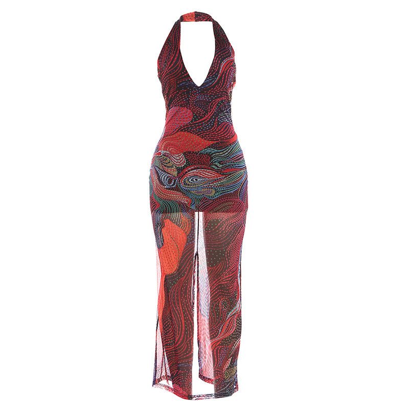 V-Neck Halter Backless Bodycon Dress — Image 7