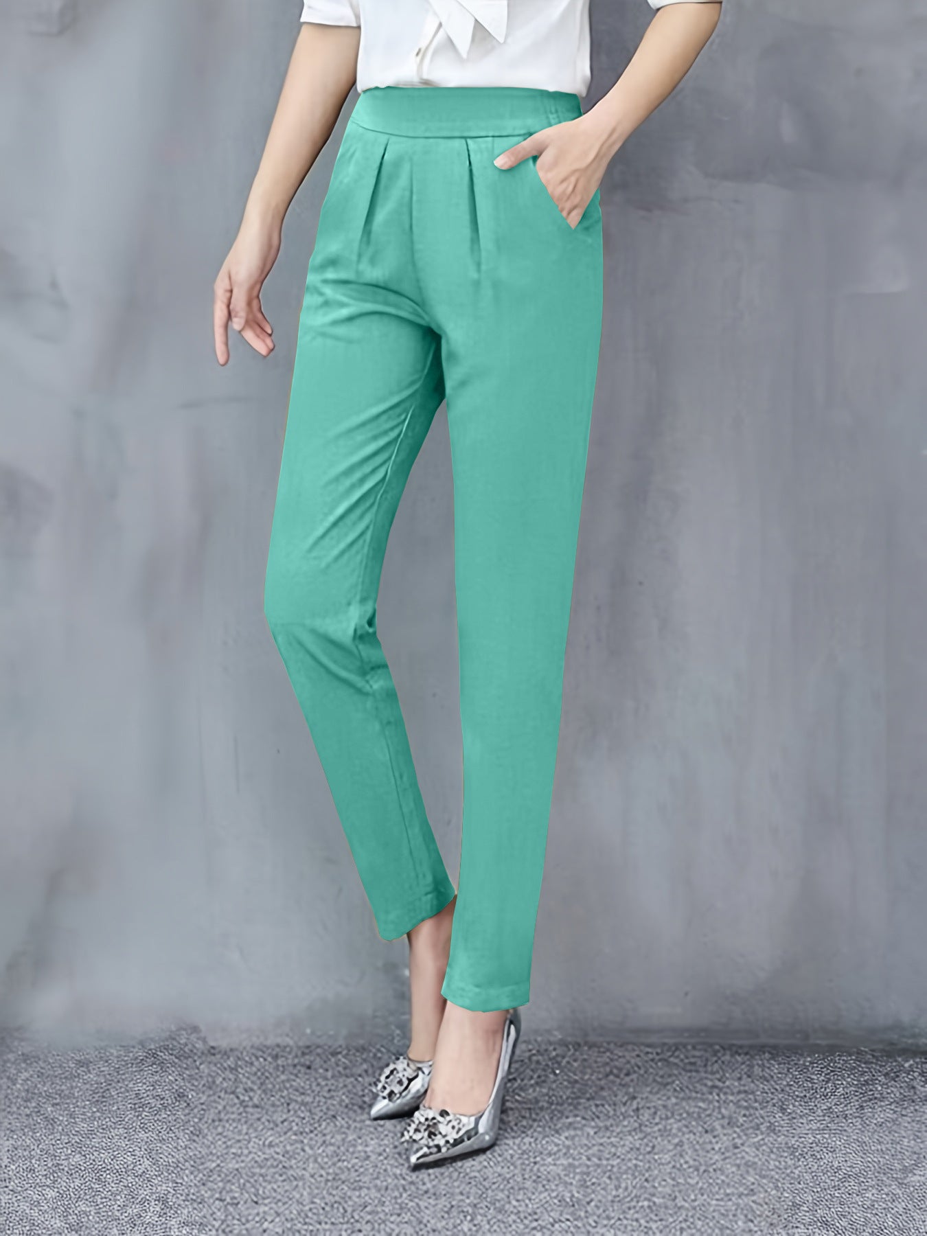 Slim Fit Drape Cropped Trousers — Image 10