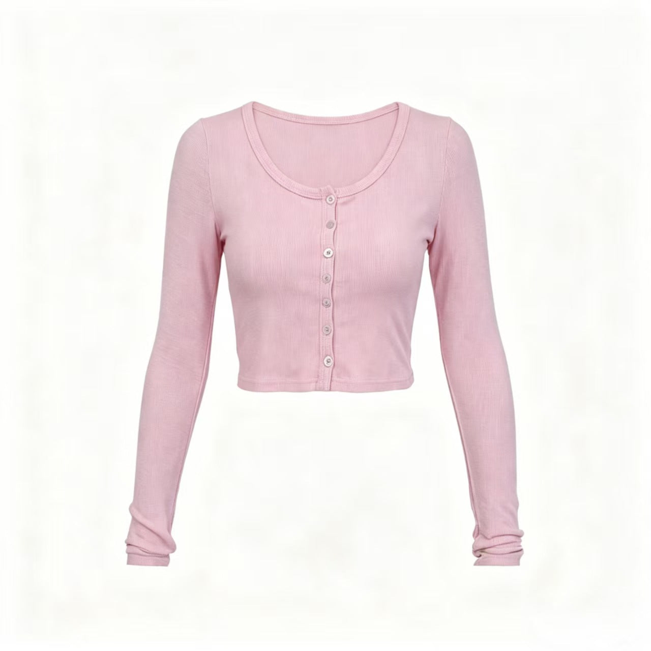 Single-Breasted Long-Sleeve Cropped Top — Image 12