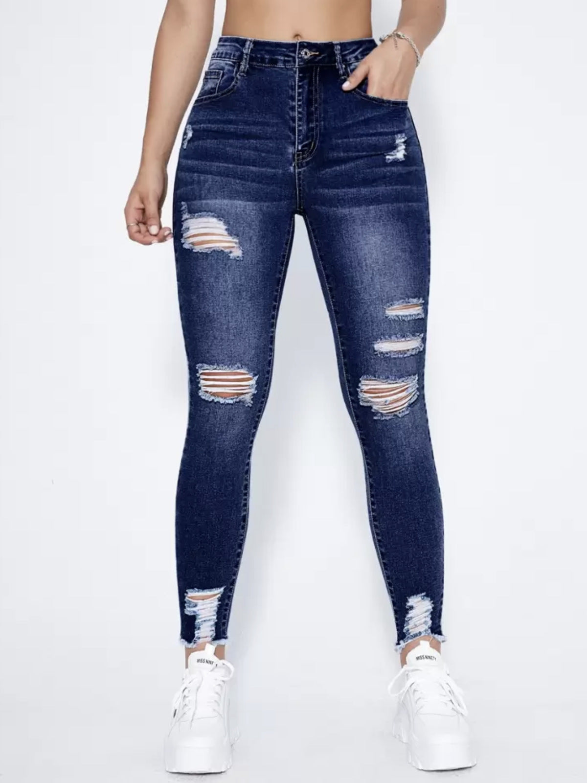 Ripped Stretch Skinny Jeans — Image 7