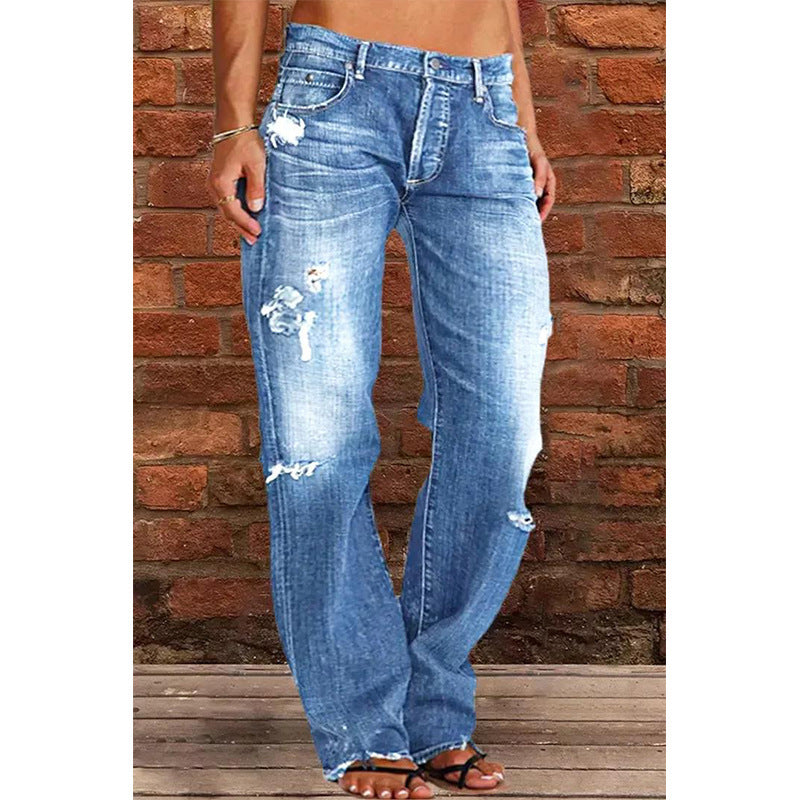 Washed Denim Flared Bootcut Jeans — Image 3