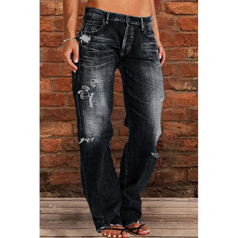 Washed Denim Flared Bootcut Jeans — Image 5