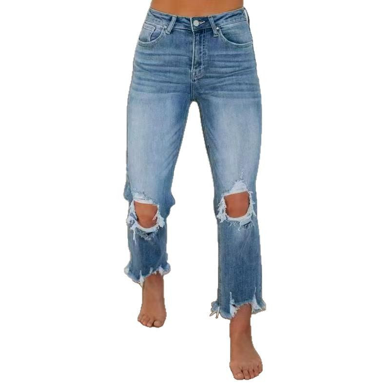 Distressed Skinny Cropped Jeans — Image 5