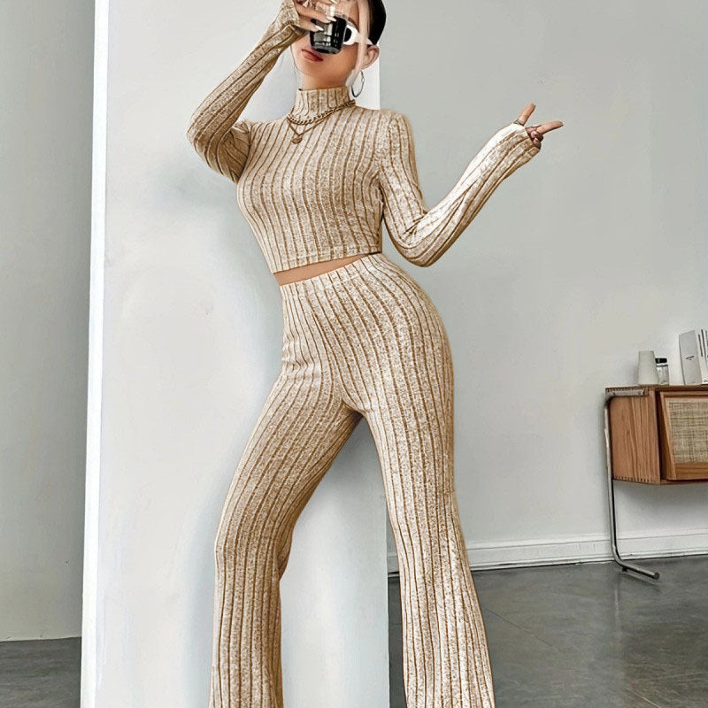 Ribbed Knit Long Sleeve Fitted Top — Image 4