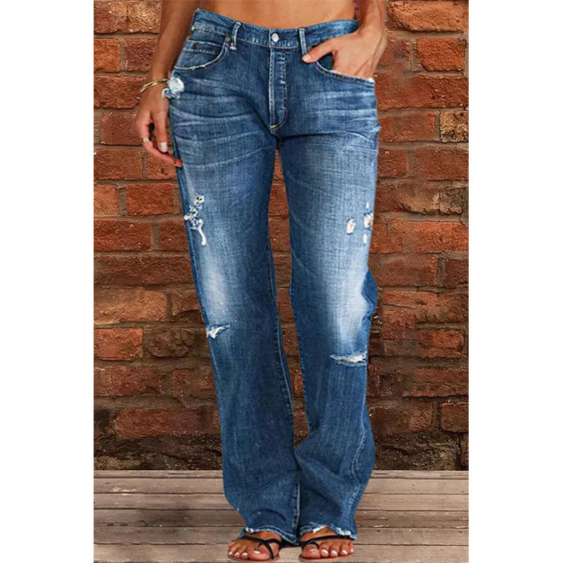 Washed Denim Flared Bootcut Jeans — Image 2