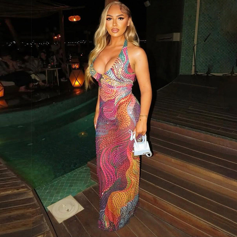 V-Neck Halter Backless Bodycon Dress — Image 2