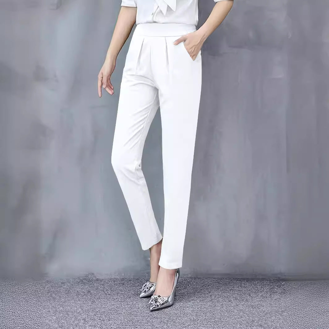 Slim Fit Drape Cropped Trousers — Image 5