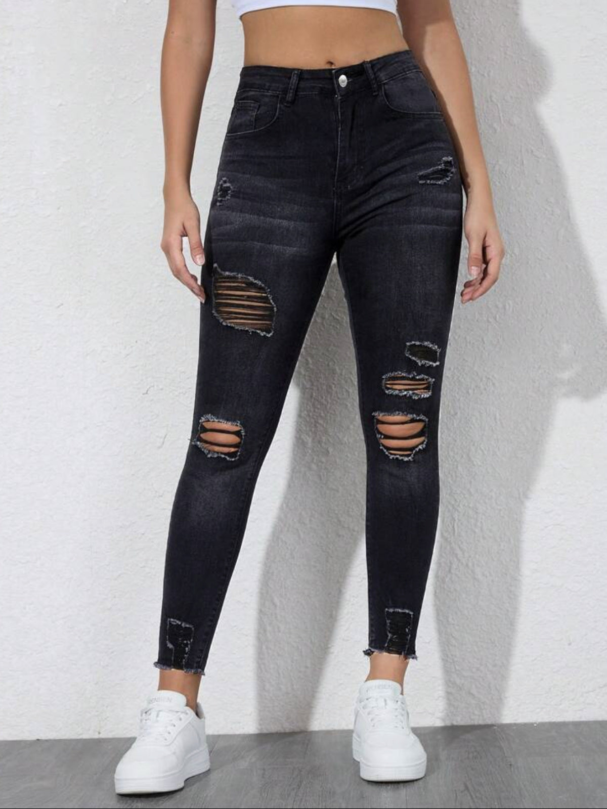 Ripped Stretch Skinny Jeans — Image 3