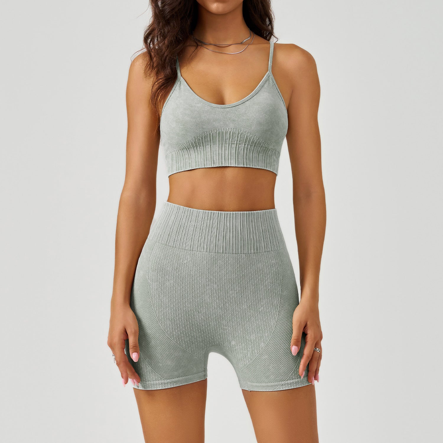 High-Waist Shorts & Support Bra Yoga Set-9
