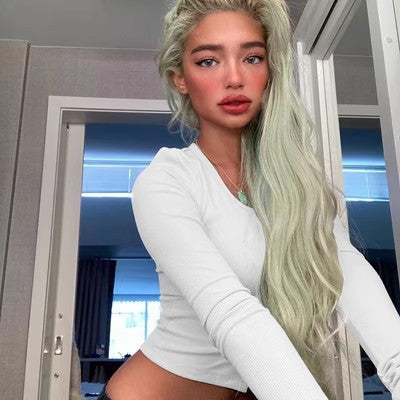 Single-Breasted Long-Sleeve Cropped Top — Image 9