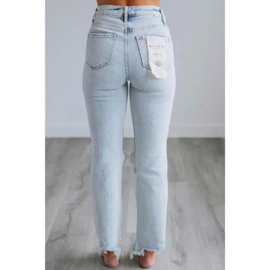 Distressed Skinny Cropped Jeans — Image 4