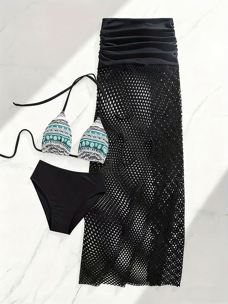 Wrap Skirt Bikini Three-Piece Swim Set — Image 7