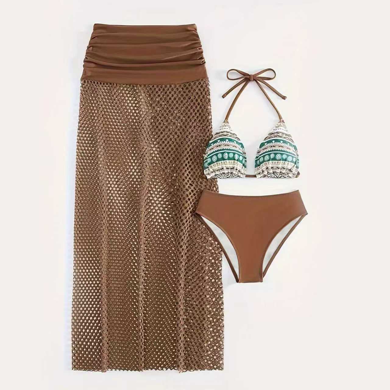 Wrap Skirt Bikini Three-Piece Swim Set — Image 6