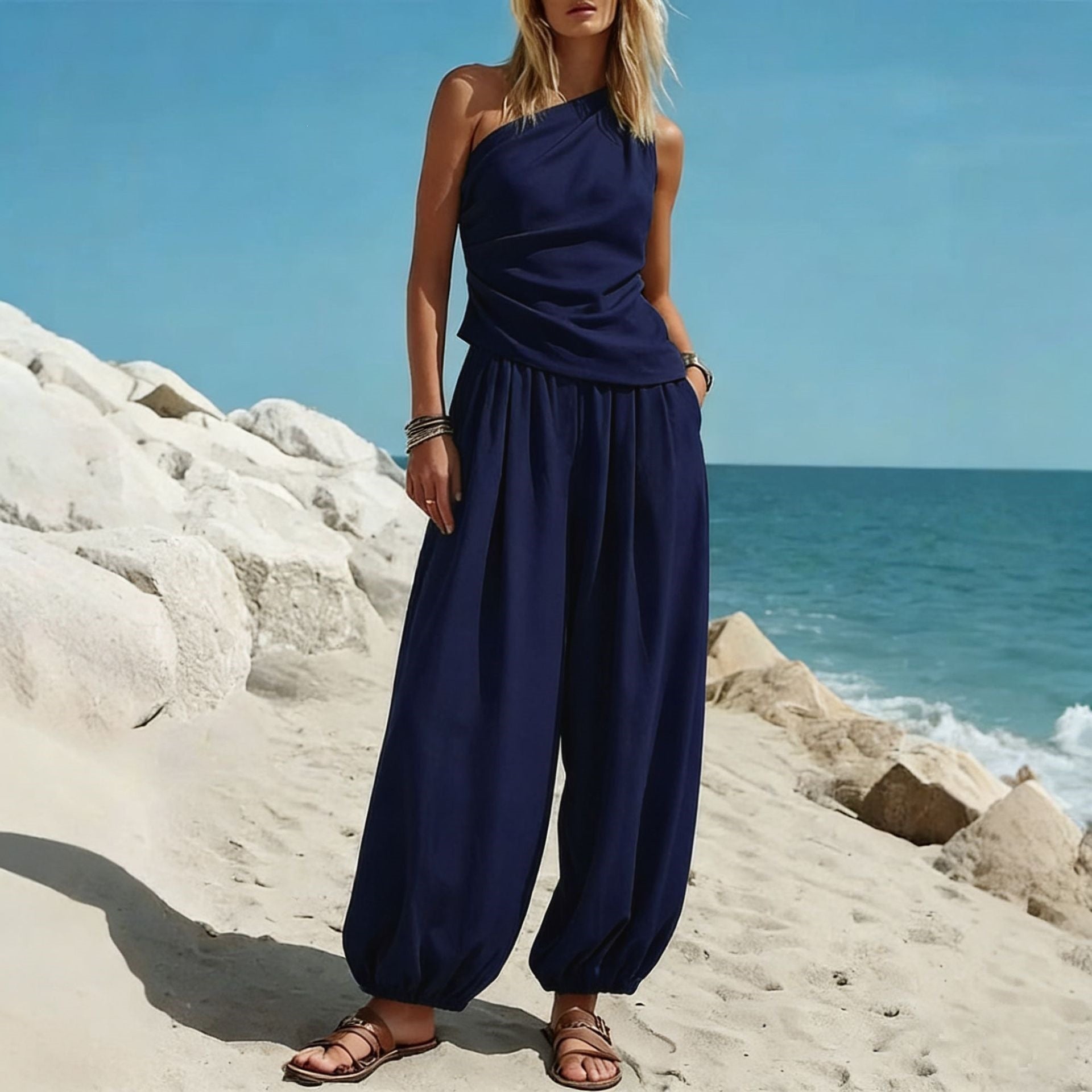 Sleeveless Tank & High-Waisted Wide-Leg Trouser Set — Image 12