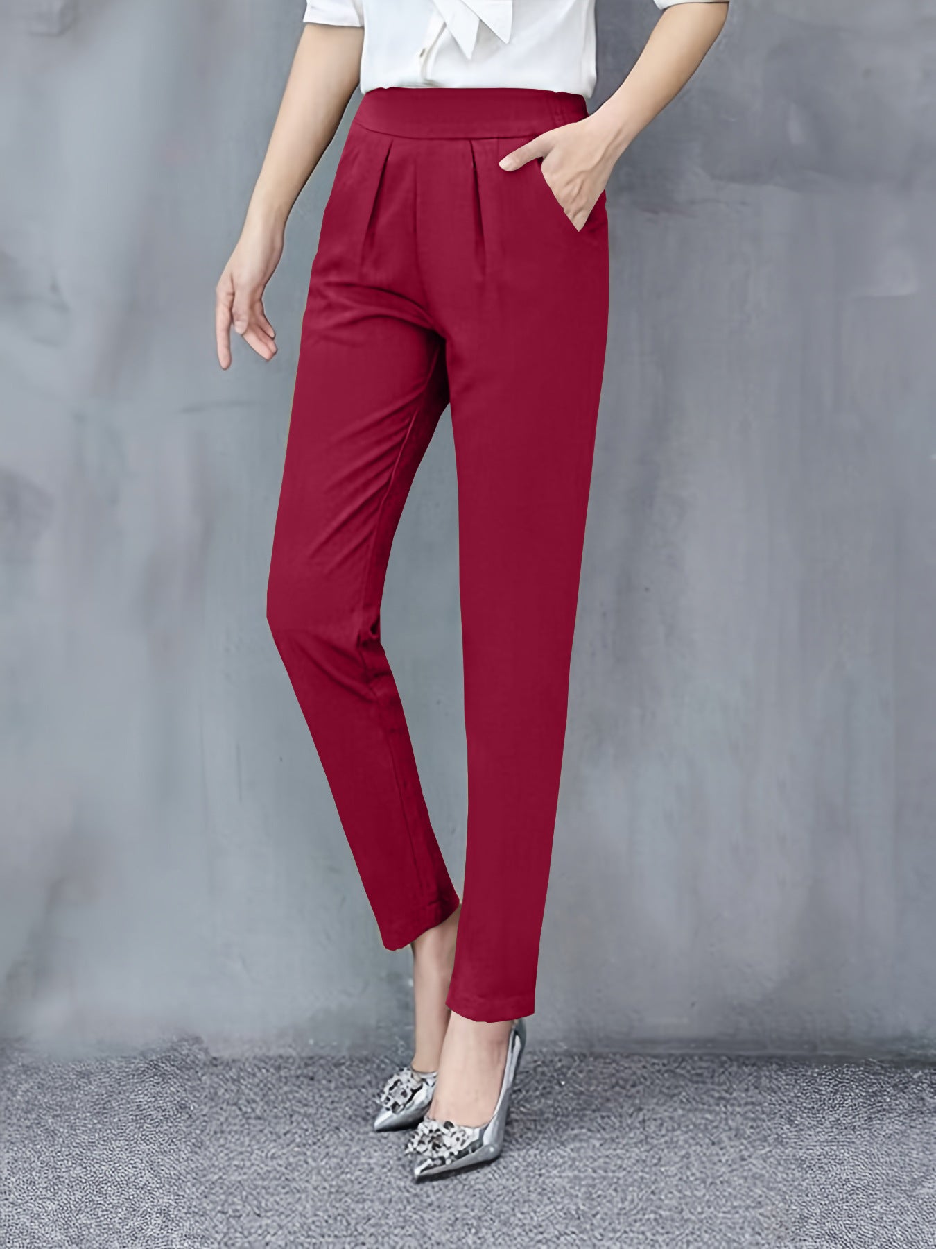 Slim Fit Drape Cropped Trousers — Image 13
