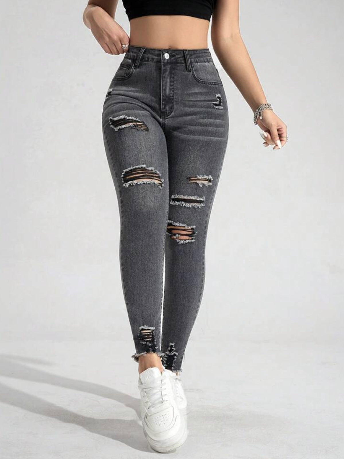 Ripped Stretch Skinny Jeans — Image 5