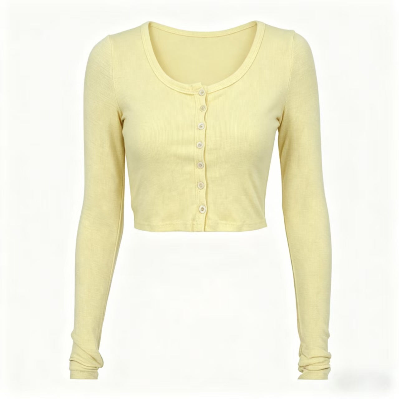 Single-Breasted Long-Sleeve Cropped Top — Image 13