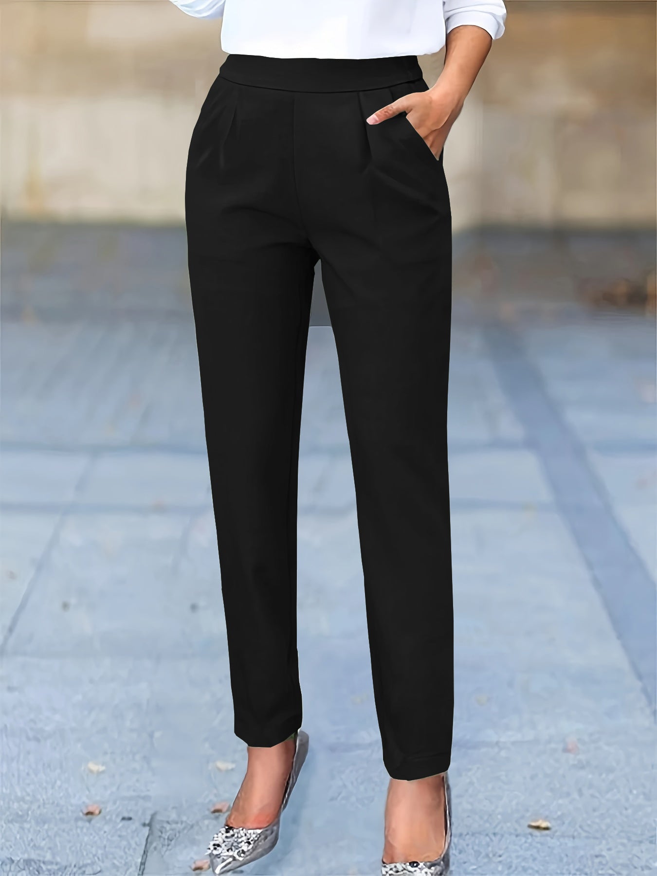 Slim Fit Drape Cropped Trousers — Image 9