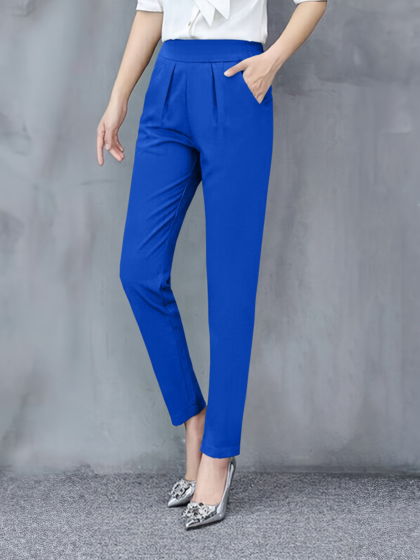 Slim Fit Drape Cropped Trousers — Image 11