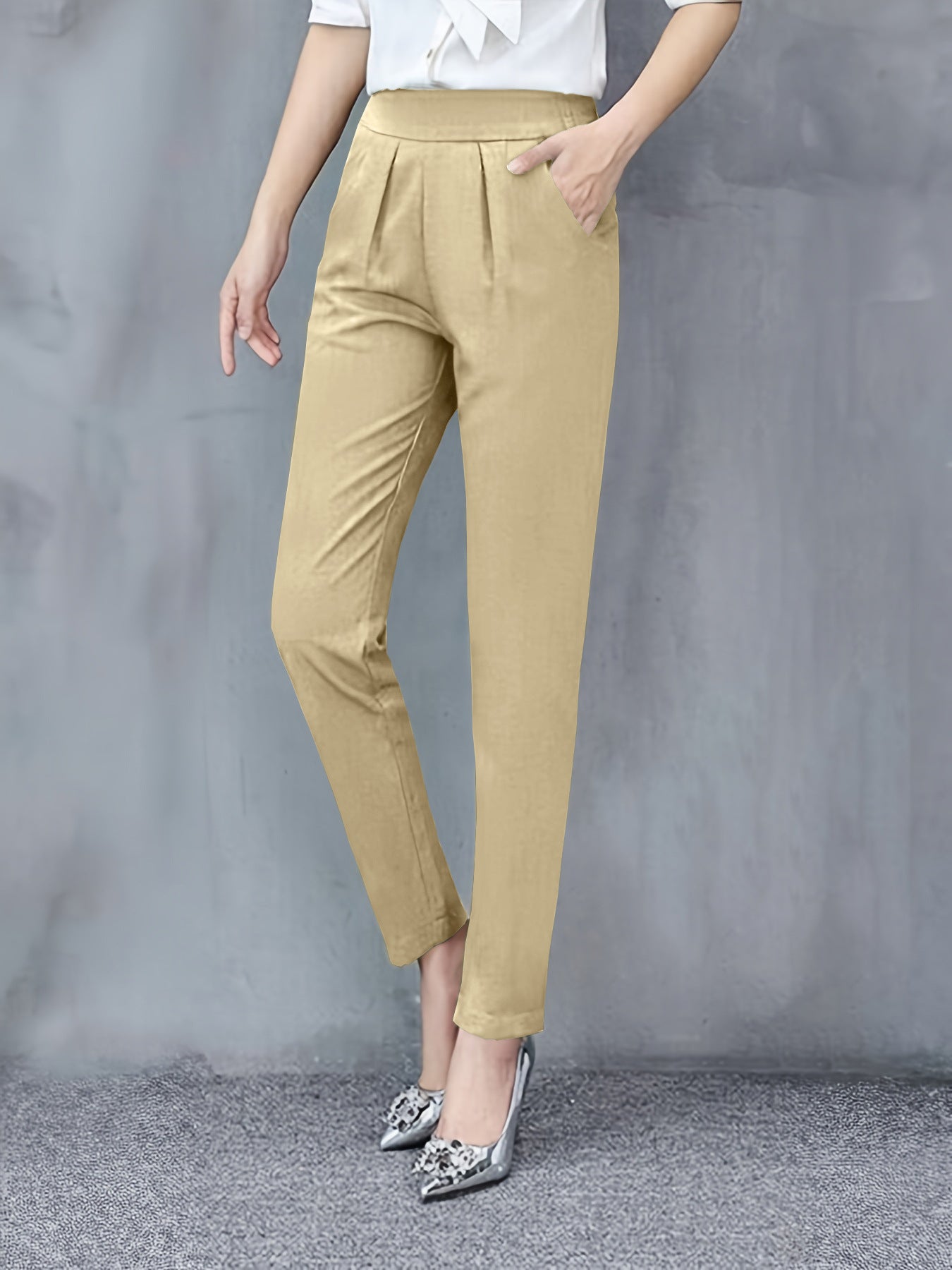 Slim Fit Drape Cropped Trousers — Image 12